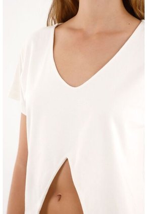 Tennis Camiseta Con Escote En V Crudo Para Mujer