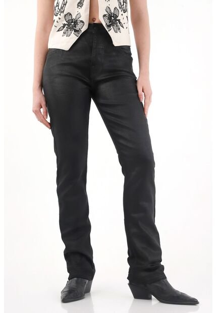 Tennis Jean Recto Tiro Alto Negro Para Mujer