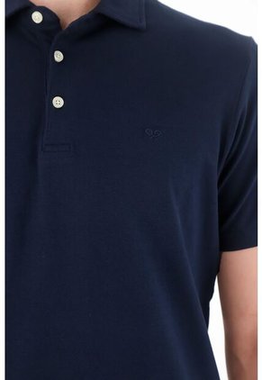 Polo Con Raqueta Bordada Azul Para Hombre