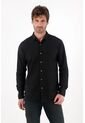 Tennis Camisa Clásica Preteñida Con Cuello Camisero Negra Para Hombre de Tennis