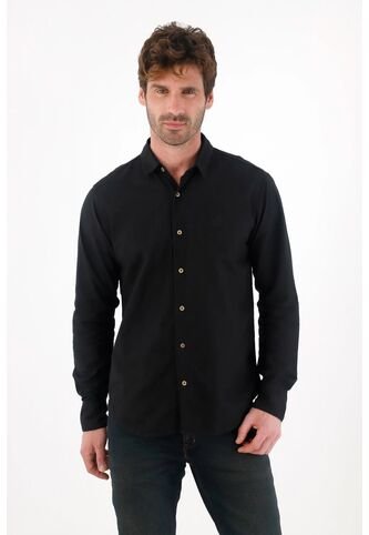 Tennis Camisa Clásica Preteñida Con Cuello Camisero Negra Para Hombre Tennis