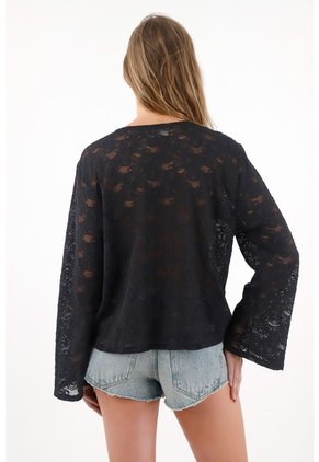 Tennis Camisa En Encaje Con Boleros Negra Para Mujer