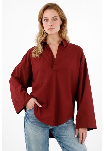 Tennis Camisa Roja En Popelina Para Mujer