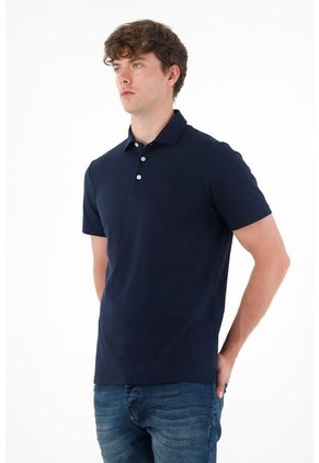 Polo Con Raqueta Bordada Azul Para Hombre