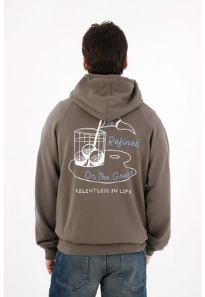 Tennis Buzo Tipo Hoodie Estampado Gris Para Hombre