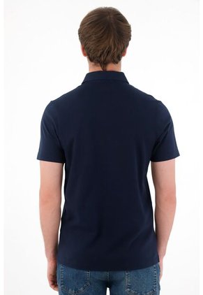 Polo Con Raqueta Bordada Azul Para Hombre