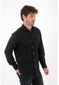 Tennis Camisa Clásica Preteñida Con Cuello Camisero Negra Para Hombre de Tennis