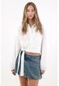Tennis Camisa En Popelina Con Amarre En Fajón Blanca Para Mujer de Tennis