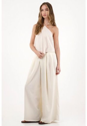 Tennis Pantalón Ancho Con Pretina Cruzada Crudo Para Mujer