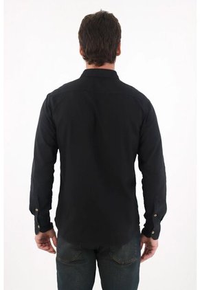 Tennis Camisa Clásica Preteñida Con Cuello Camisero Negra Para Hombre