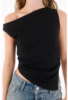 Tennis Camiseta Crop En Rib Negra Para Mujer