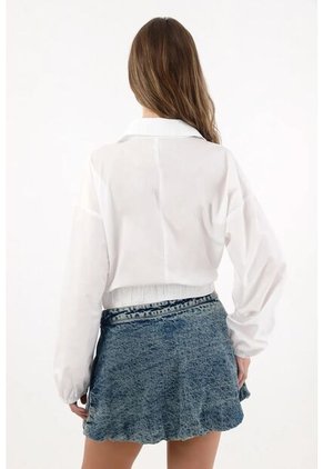 Tennis Camisa En Popelina Con Amarre En Fajón Blanca Para Mujer