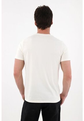 Tennis Camiseta Básica Con Bolsillo Y Estampado Crudo Para Hombre