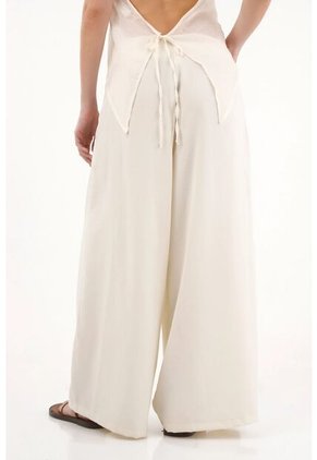 Tennis Pantalón Ancho Con Pretina Cruzada Crudo Para Mujer