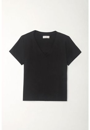 Tennis Camiseta Básica Cuello En V Negra Para Mujer