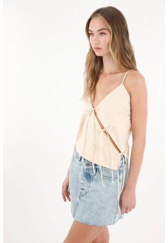 Tennis Camisa Con Amarres En Diagonal Crudo Para Mujer Tennis