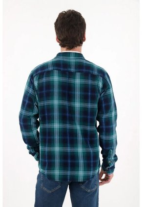 Tennis Camisa Tipo Leñadora A Cuadros Verde Para Hombre