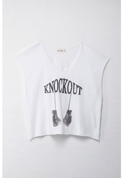 Tennis Camiseta Boxy Fit Con Estampado Blanca Para Mujer
