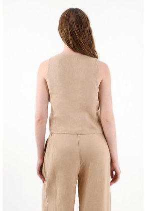 Tennis Chaleco En 100% Lino Crudo Para Mujer