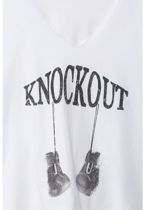 Tennis Camiseta Boxy Fit Con Estampado Blanca Para Mujer