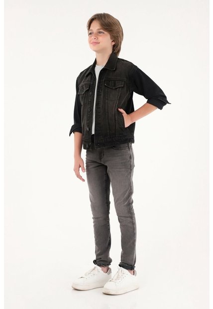 Chaqueta Trucker Negra Para Niño