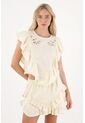 Tennis Camisa Manga Sisa Con Boleros Crudo Para Mujer de Tennis