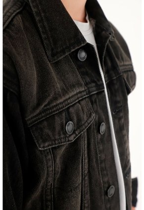 Chaqueta Trucker Negra Para Niño