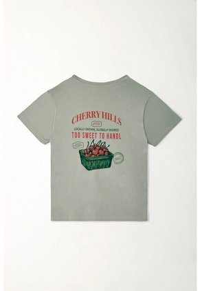 Tennis Camiseta Básica Con Estampado De Cerezas Gris Para Mujer