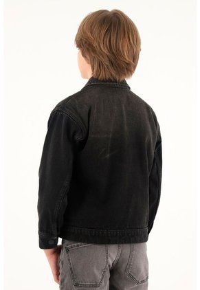 Chaqueta Trucker Negra Para Niño