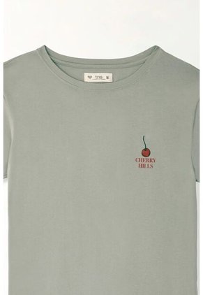 Tennis Camiseta Básica Con Estampado De Cerezas Gris Para Mujer