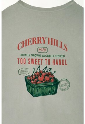 Tennis Camiseta Básica Con Estampado De Cerezas Gris Para Mujer