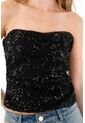 Tennis Camisa Strapless De Lentejuelas Negra Para Mujer de Tennis
