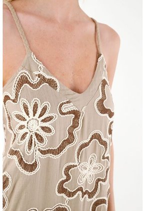 Vestido Café Con Bordados Para Mujer