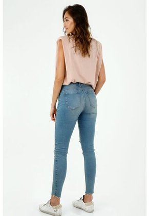 Jean Para Mujer Tennis, Jeans Jegging Tiro Alto  Plano Cintura Con Pretina
