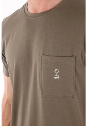 Tennis Camiseta Básica Con Bolsillo Y Estampado Gris Para Hombre