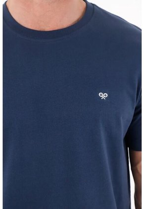 Tennis Camiseta Con Mini Raqueta Bordada Azul Para Hombre