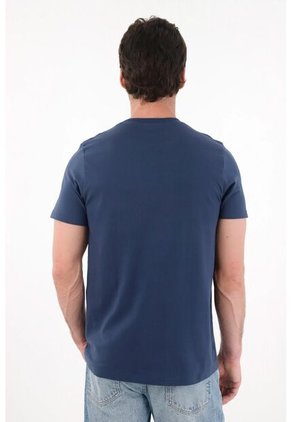 Tennis Camiseta Con Mini Raqueta Bordada Azul Para Hombre
