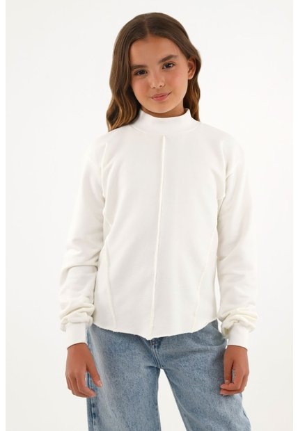 Buzo Crudo Cuello Alto Para Niña