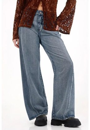 Tennis Jean Wide Leg Tono Medio Para Mujer