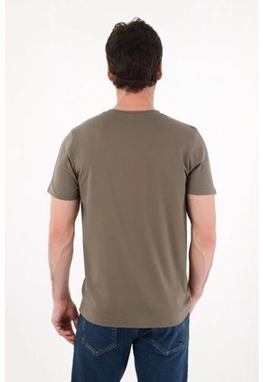 Tennis Camiseta Básica Con Bolsillo Y Estampado Gris Para Hombre