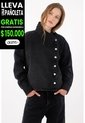 Tennis Chaqueta Boxy Con Cierre Asimétrico De Botones Metálicos En Algodón Negro Para Mujer de Tennis