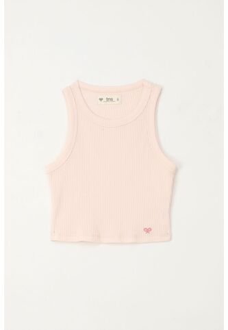 Camiseta Manga Sisa En Rib Rosado Para Niña Tennis