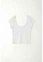 Tennis Camiseta En Rib Ajustada Blanca Para Mujer de Tennis