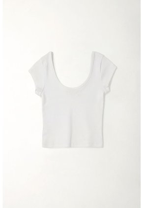 Tennis Camiseta En Rib Ajustada Blanca Para Mujer