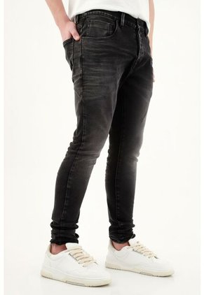 Jean Super Skinny Negro Para Hombre