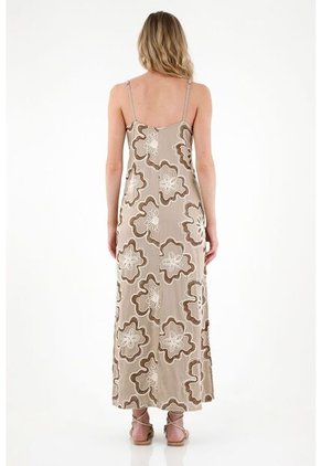 Vestido Café Con Bordados Para Mujer