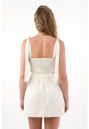 Tennis Camisa Crop En Ojalillo Crudo Para Mujer