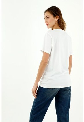 Camiseta De Hombre, Cuello Redondo Manga Corta, Con Bordado De Bicicleta, Color Blanco