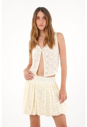 Tennis Chaleco Con Textura Y Transparencia Crudo Para Mujer