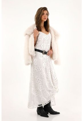 Tennis Vestido Largo En Tela Tipo Malla Con Brillo Para Mujer